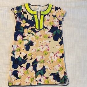 J. Crew Neon Yellow and Blue Dress